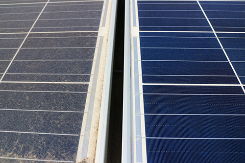 Solar Panels Vergleich dreckig und sauber